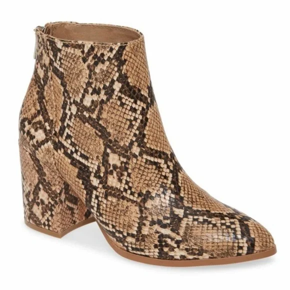 Steve Madden Boots New Julianne Tan Snake Booties - Picture 1 of 5